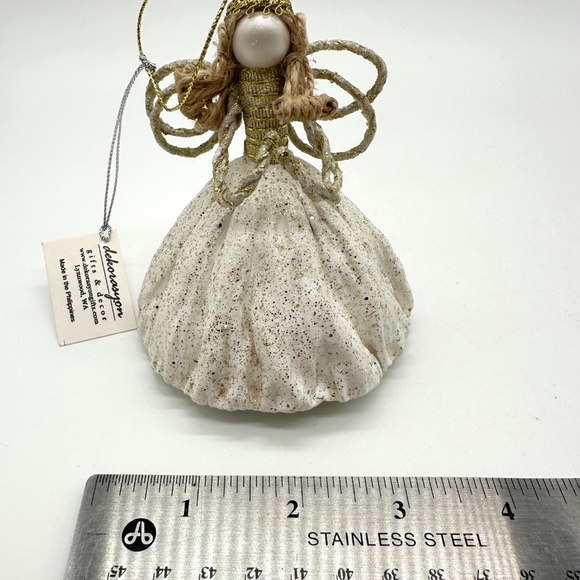 Dekorasyon Ornament Gold and White Angel Lotus Pod Ornament - Picture 10 of 11